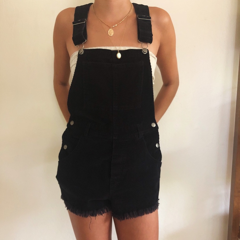 Brandy Melville black corduroy overalls
